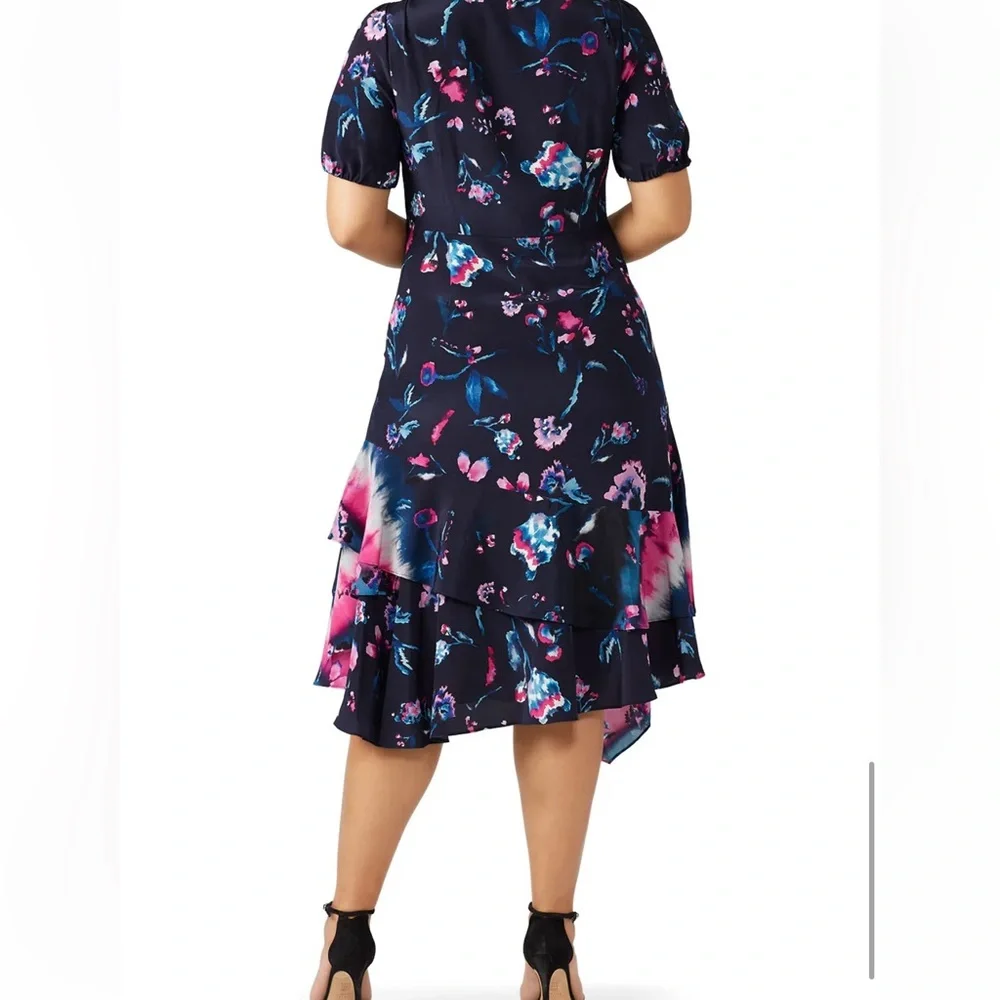 💖NWT WOMENS TANYA TAYLOR ESTRELLA SILK DRESS IN NAVY/TIE DYE FLORAL SIZE 12 - Picture 7 of 17